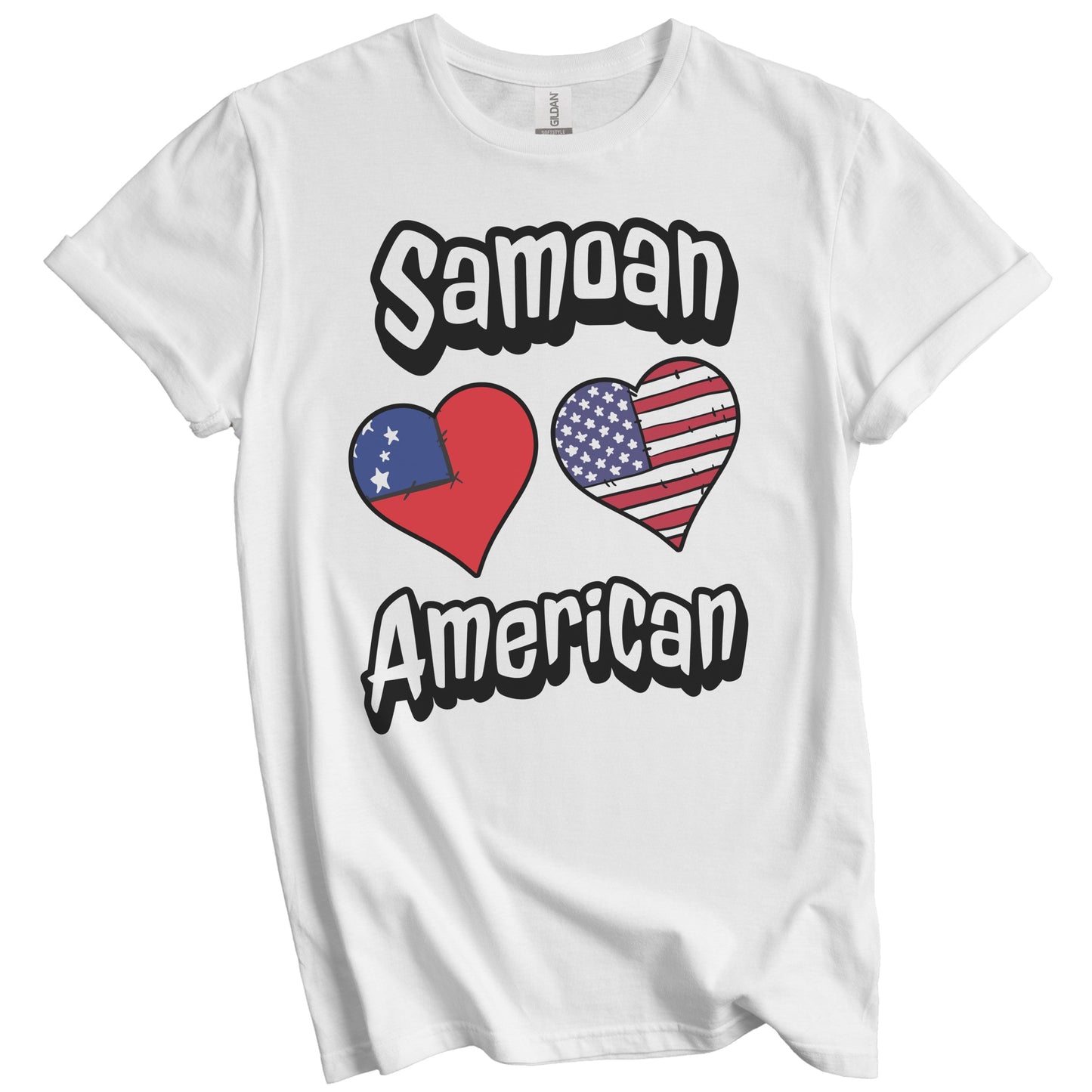 Samoan American Flag Hearts Combo Samoa T-Shirt