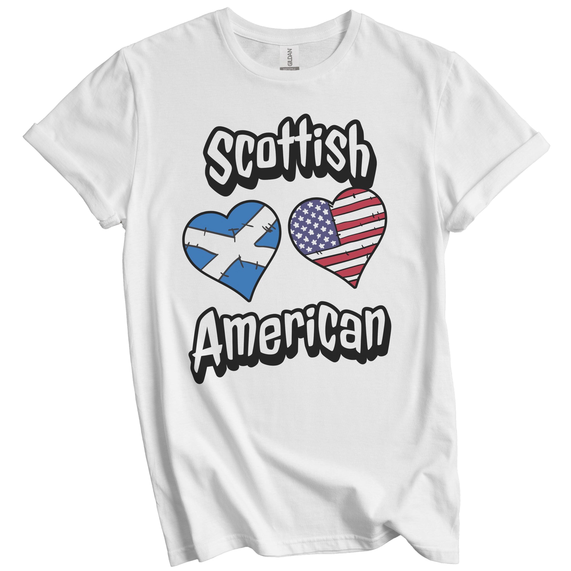 Scottish American Flag Hearts Combo Scotland T-Shirt