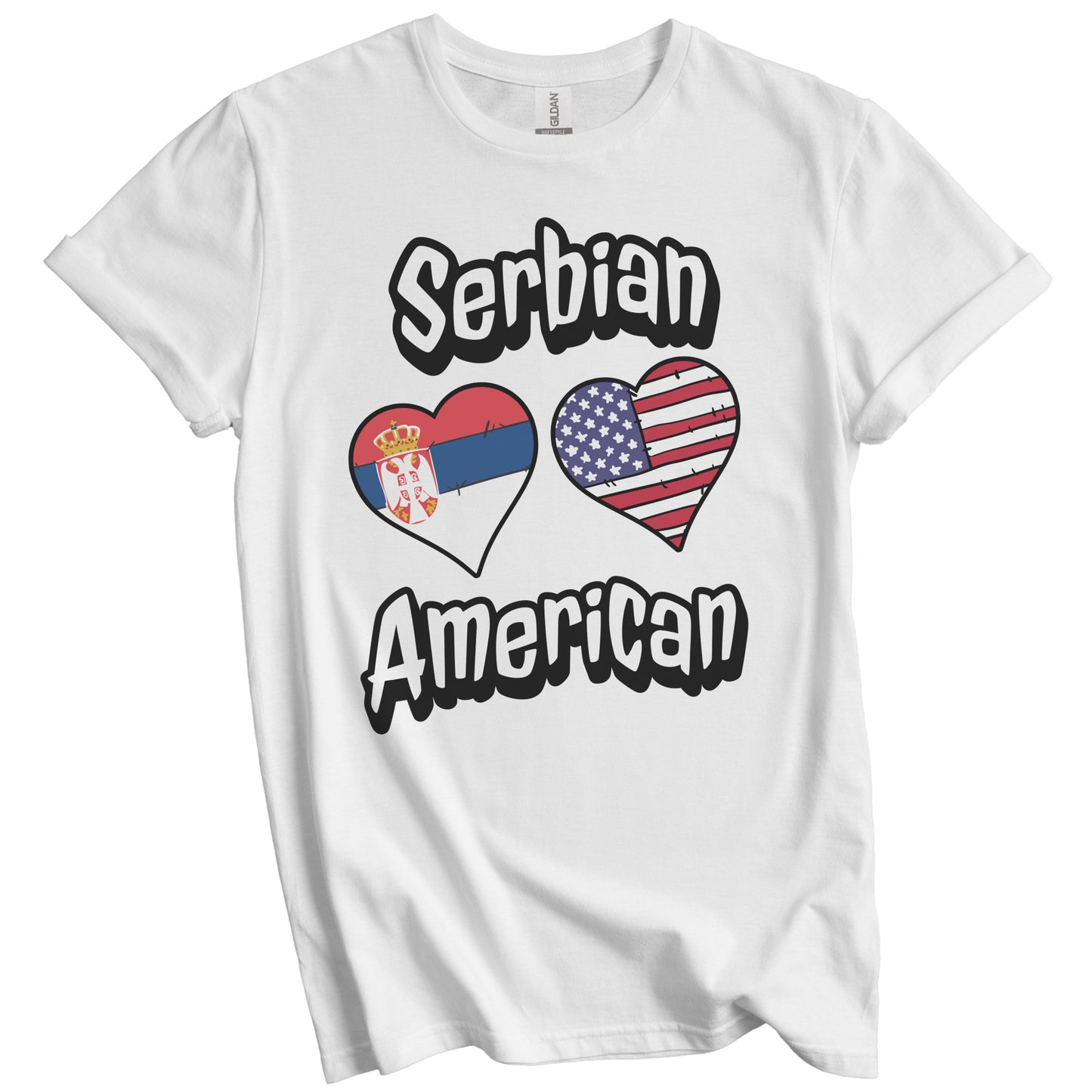 Serbian American Flag Hearts Combo Serbia T-Shirt