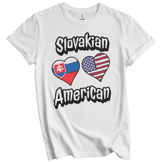 Slovakian American Flag Hearts Combo Slovakia T-Shirt