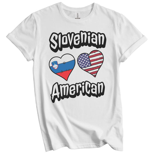 Slovenian American Flag Hearts Combo Slovenia T-Shirt