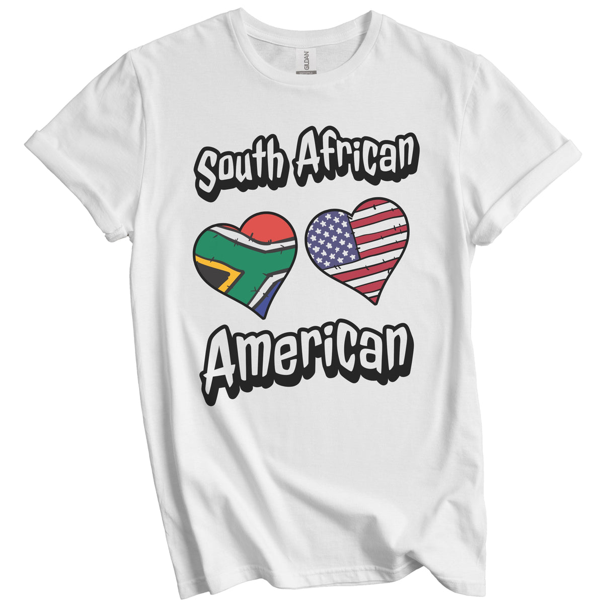 South African American Flag Hearts Combo South Africa T-Shirt