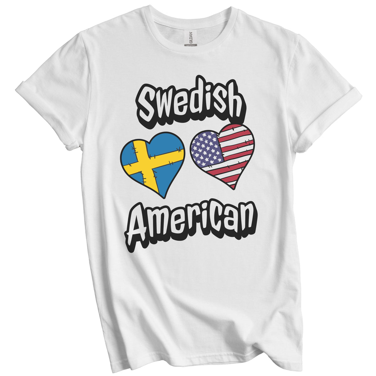 Swedish American Flag Hearts Combo Sweden T-Shirt