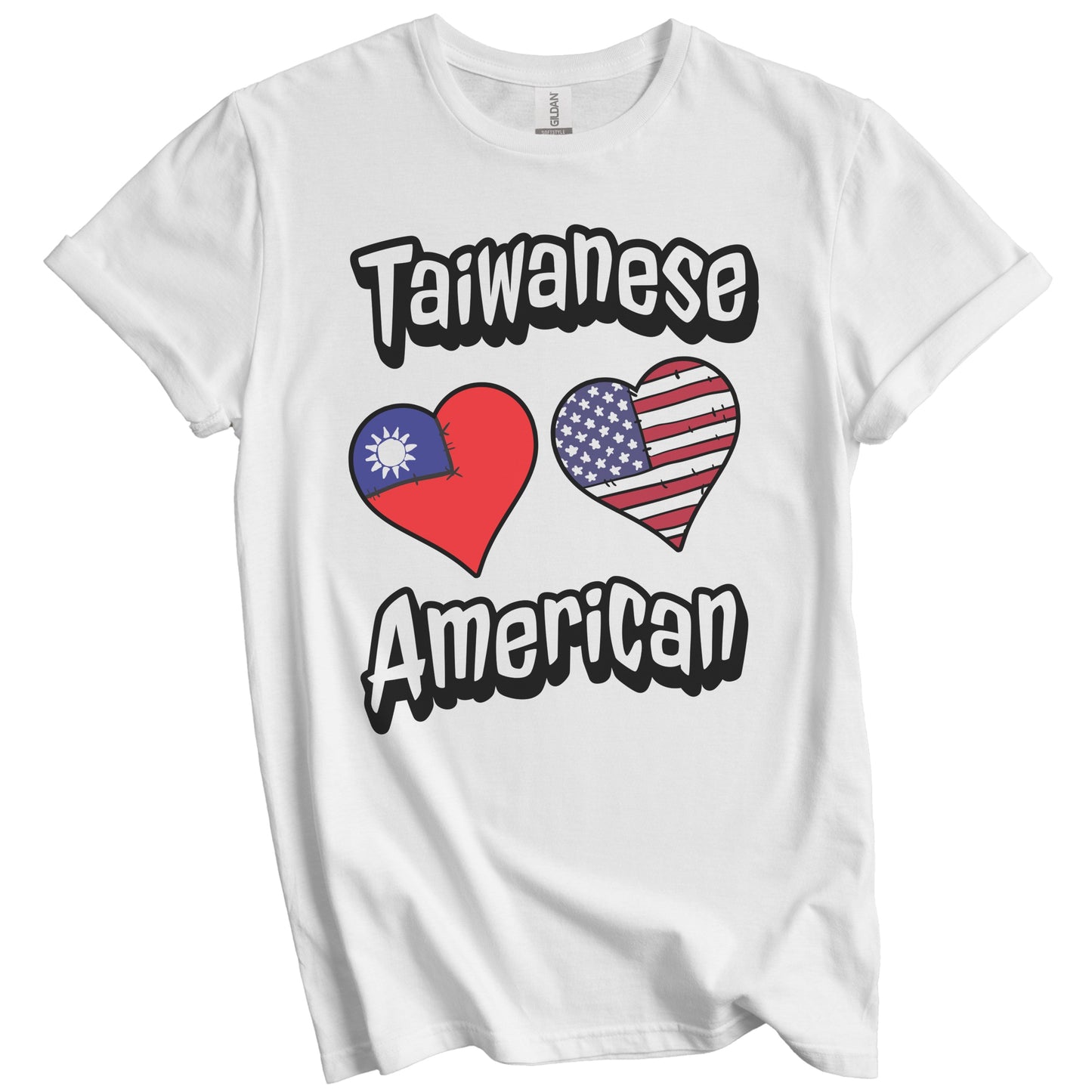 Taiwanese American Flag Hearts Combo Taiwan T-Shirt