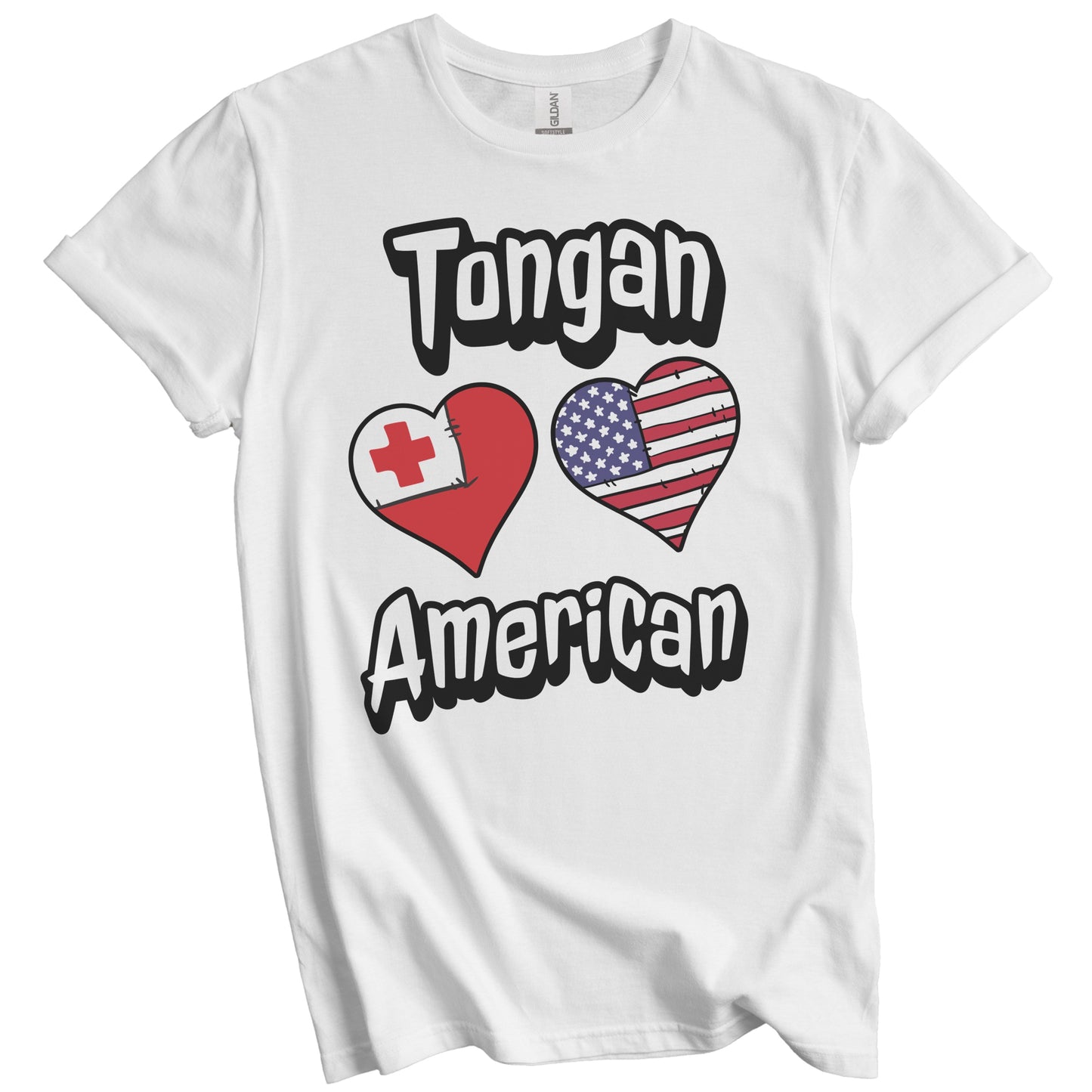 Tongan American Flag Hearts Combo Tonga T-Shirt