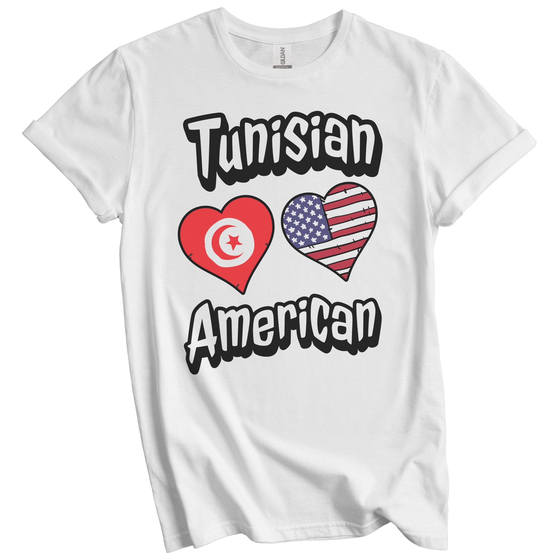 Tunisian American Flag Hearts Combo Tunisia T-Shirt