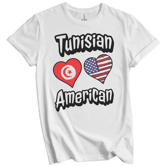 Tunisian American Flag Hearts Combo Tunisia T-Shirt