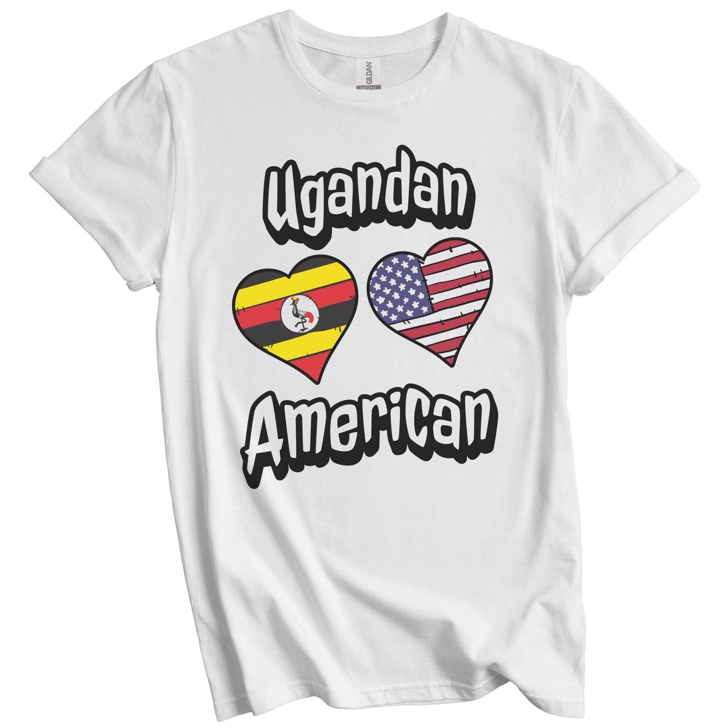 Ugandan American Flag Hearts Combo Uganda T-Shirt