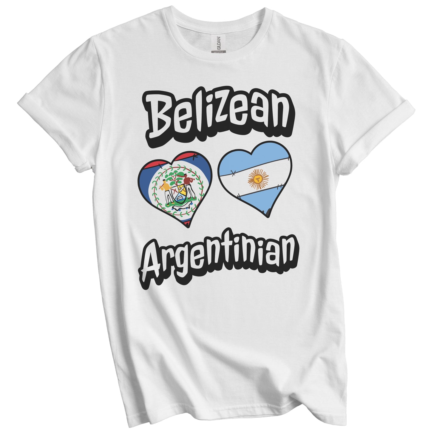 Belizean Argentinian Flag Heart Combo Belize Argentina T-Shirt