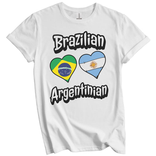 Brazilian Argentinian Flag Heart Combo Brazil Argentina T-Shirt