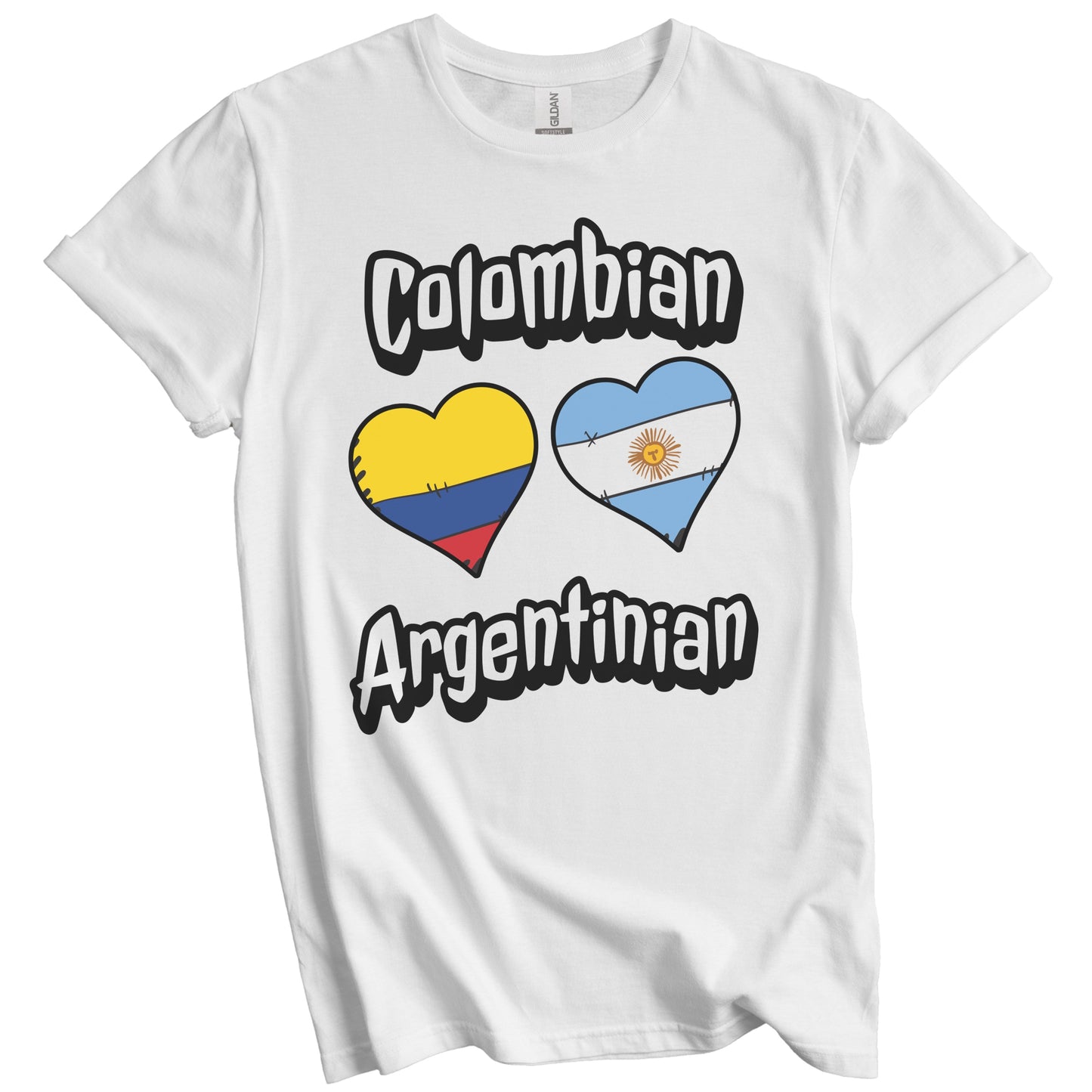 Colombian Argentinian Flag Heart Combo Colombia Argentina T-Shirt