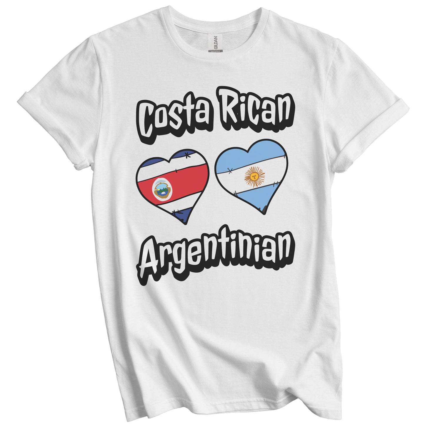 Costa Rican Argentinian Flag Hearts Costa Rica Argentina T-Shirt