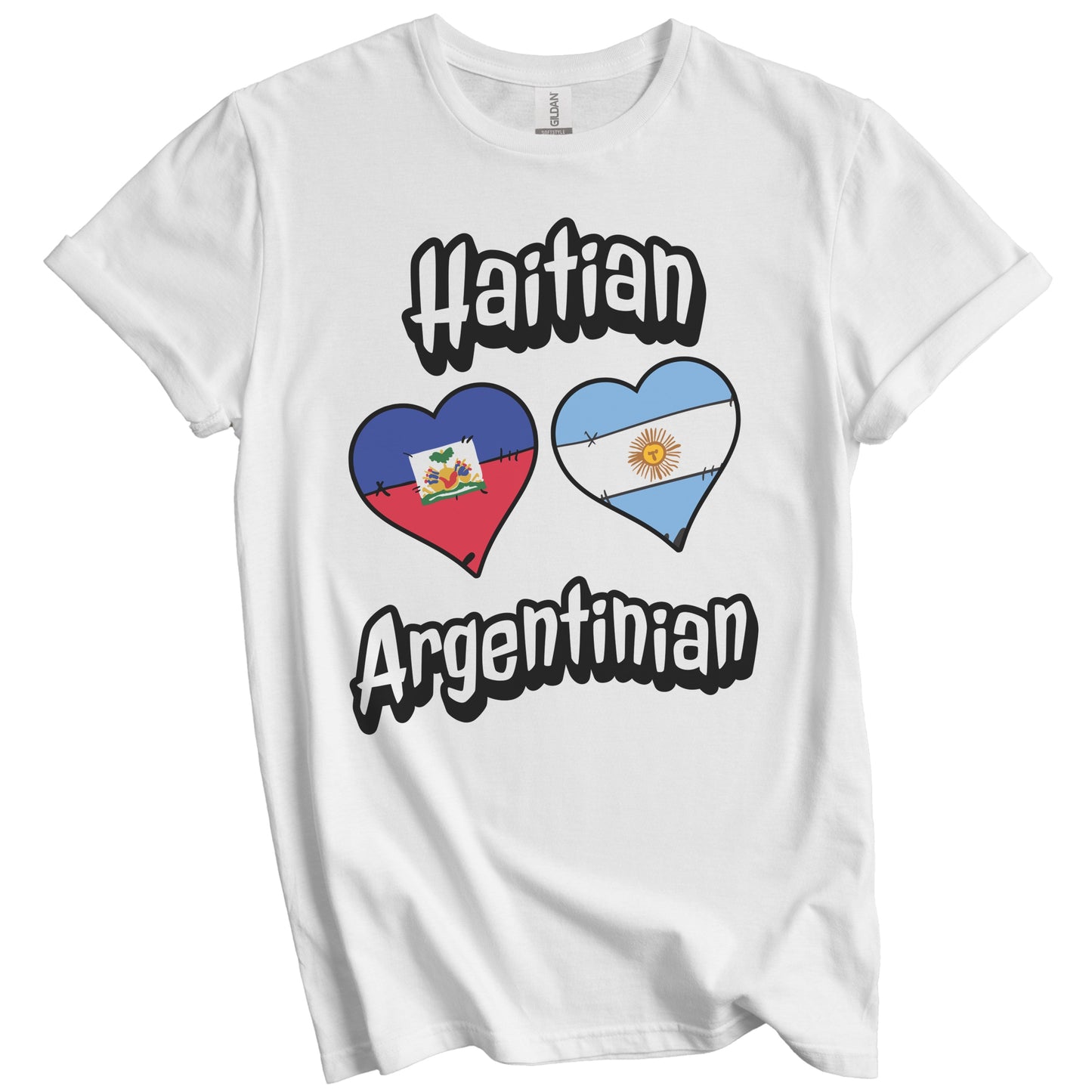 Haitian Argentinian Flag Heart Combo Haiti Argentina T-Shirt
