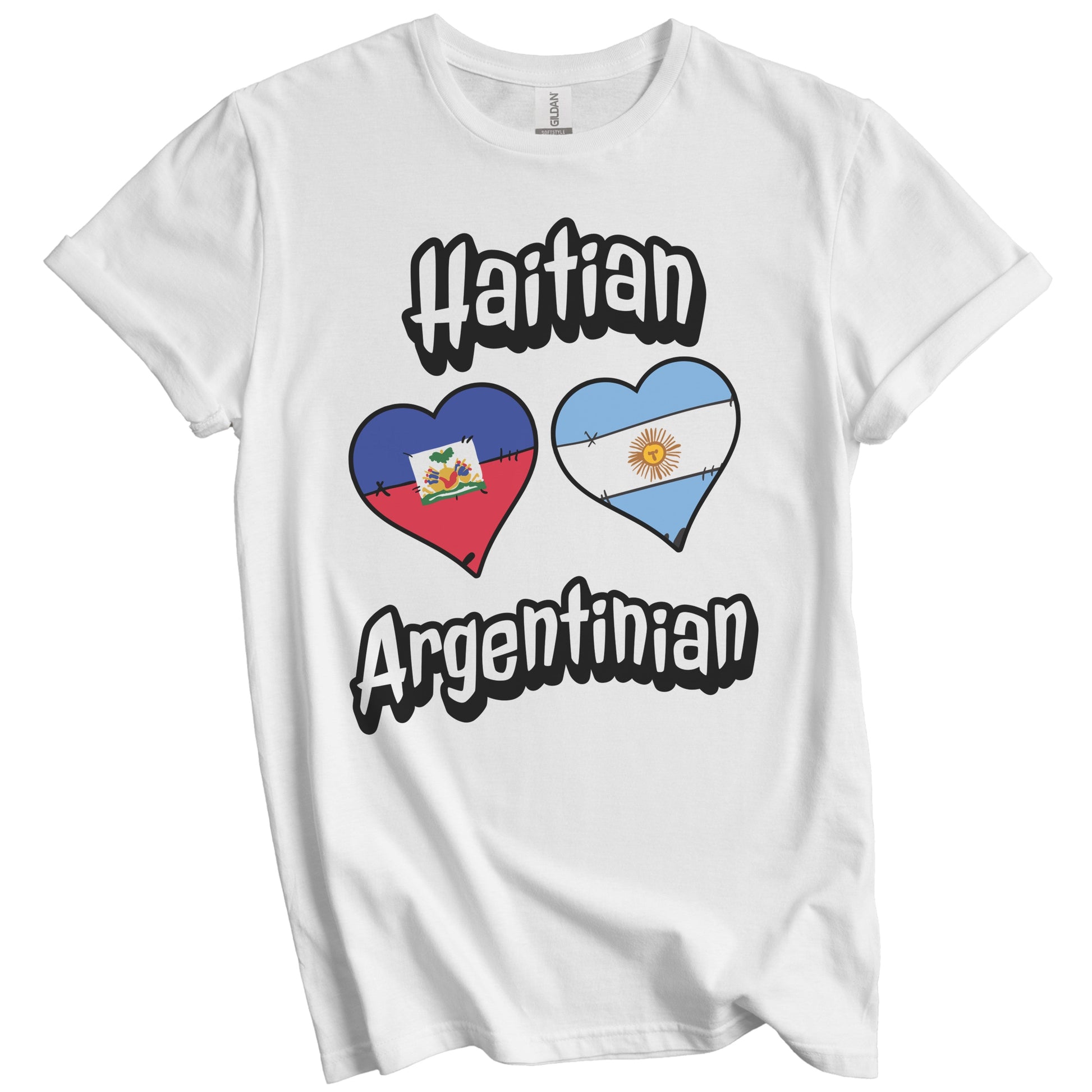 Haitian Argentinian Flag Heart Combo Haiti Argentina T-Shirt