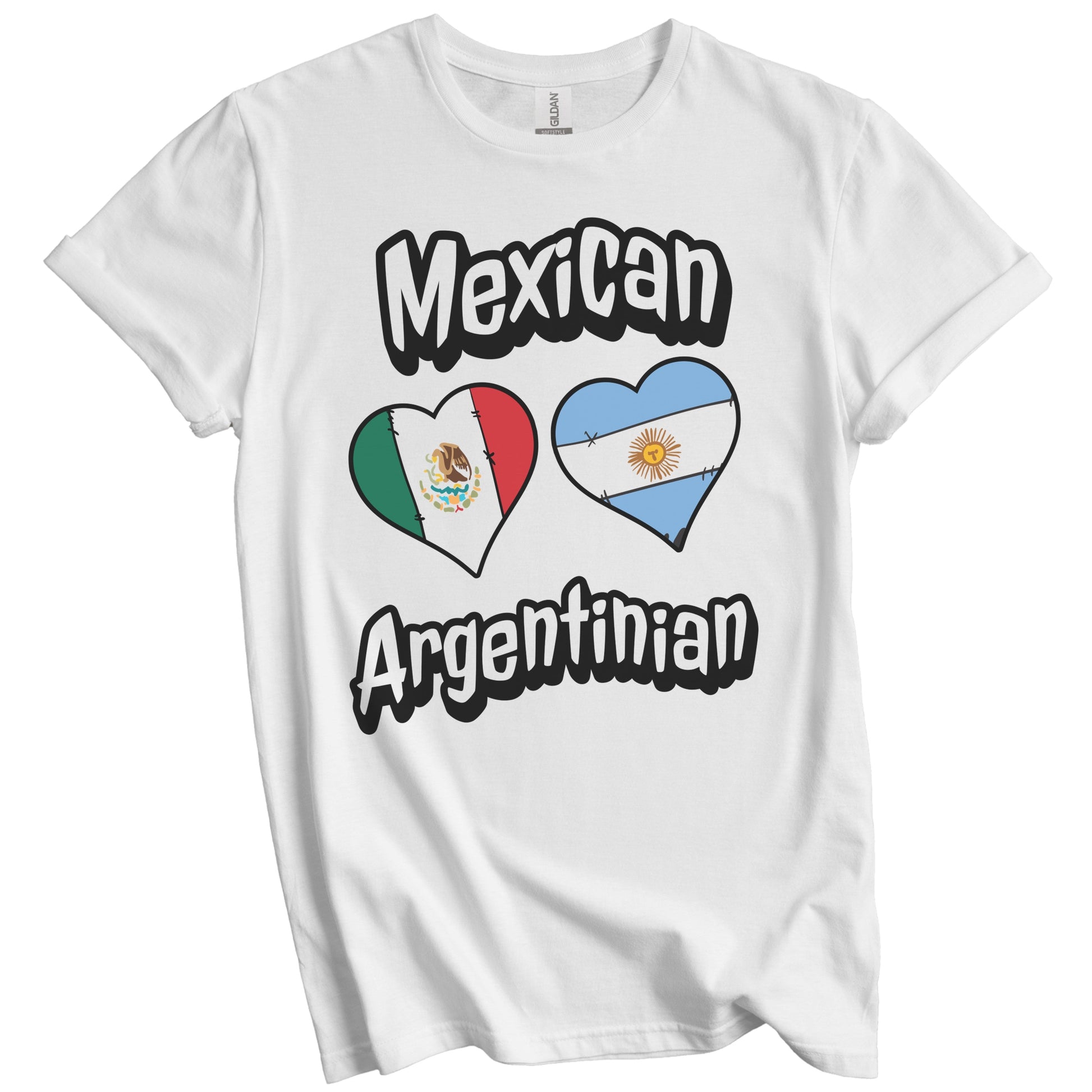 Mexican Argentinian Flag Heart Combo Mexico Argentina T-Shirt