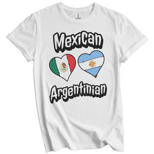 Mexican Argentinian Flag Heart Combo Mexico Argentina T-Shirt