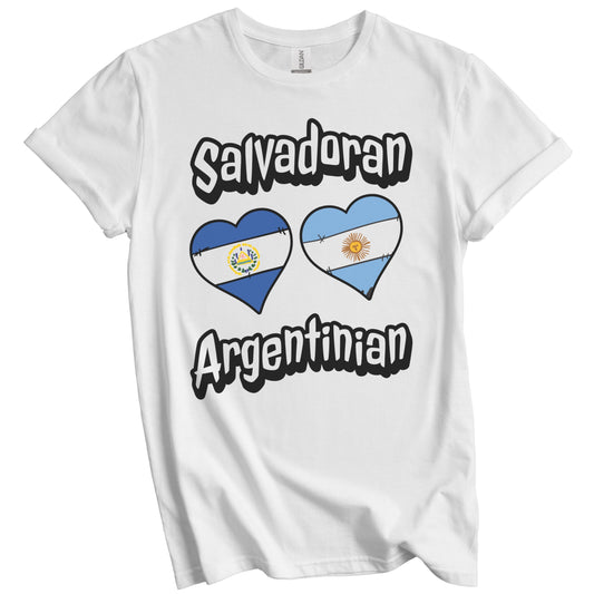Salvadoran Argentinian Flag Hearts El Salvador Argentina T-Shirt