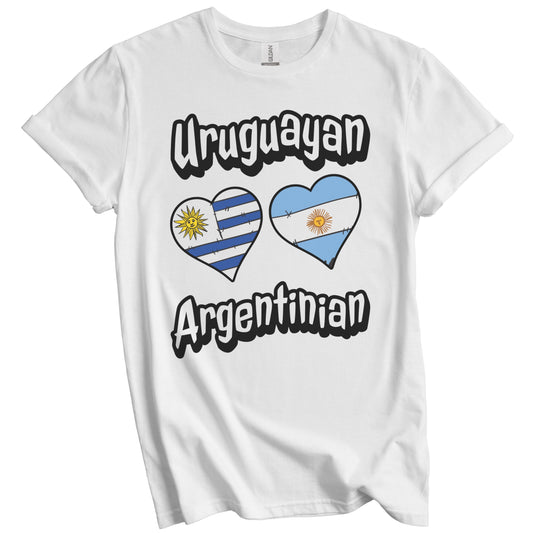Uruguayan Argentinian Flag Heart Combo Uruguay Argentina T-Shirt