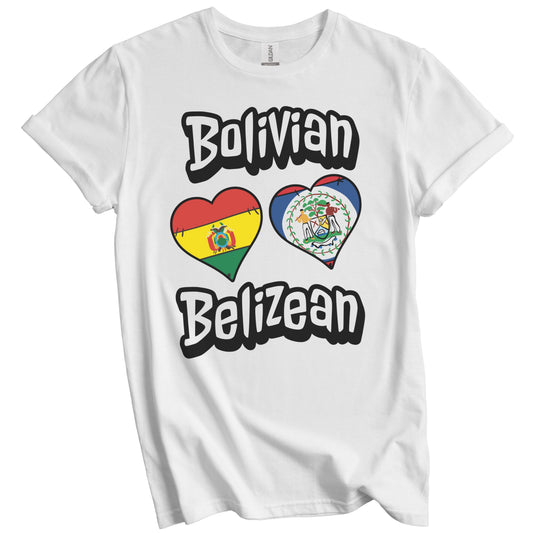 Bolivian Belizean Flag Heart Combo Bolivia Belize T-Shirt