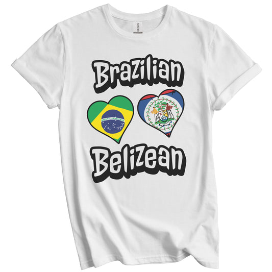 Brazilian Belizean Flag Heart Combo Brazil Belize T-Shirt