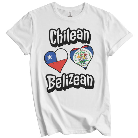 Chilean Belizean Flag Heart Combo Chile Belize T-Shirt