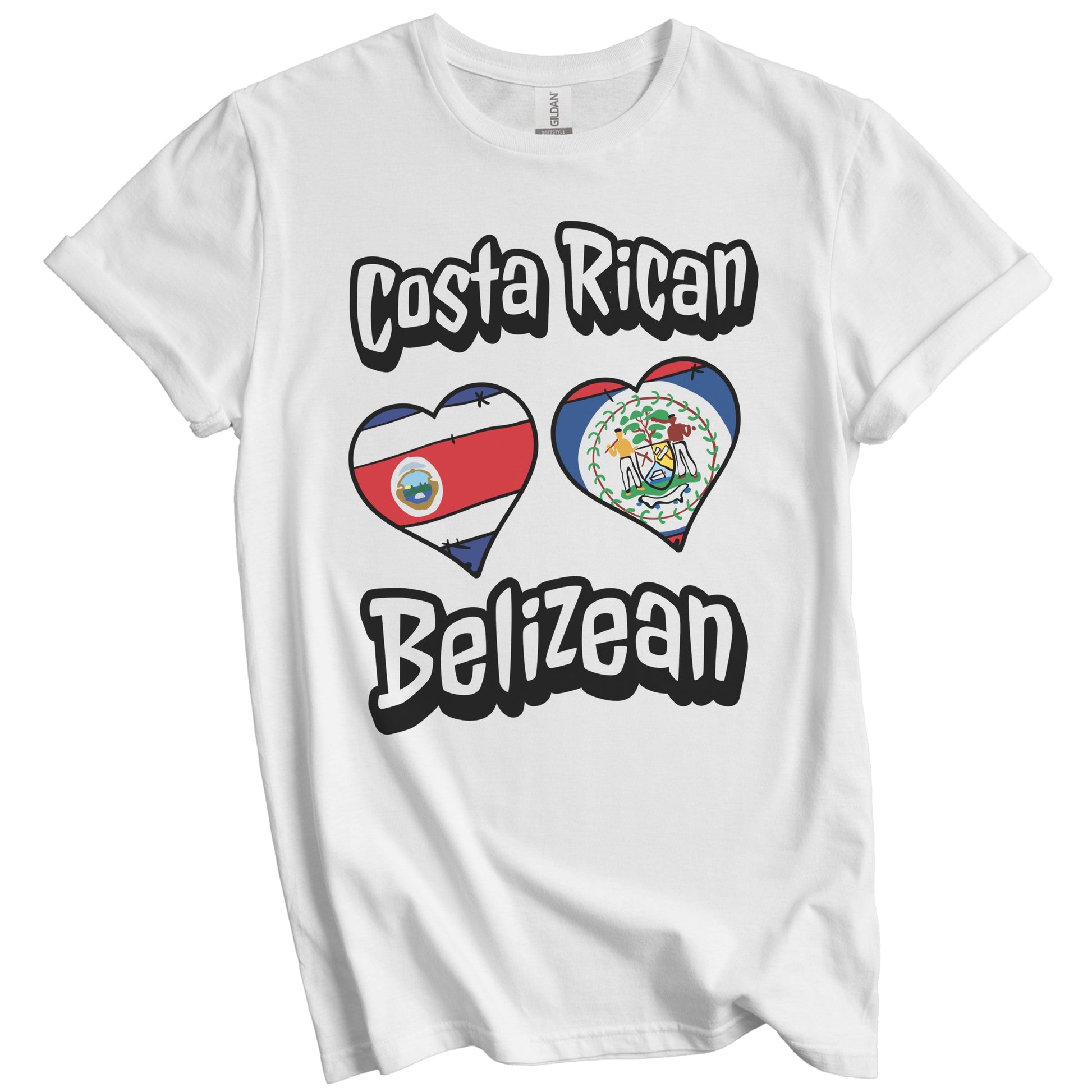 Costa Rican Belizean Flag Heart Combo Costa Rica Belize T-Shirt