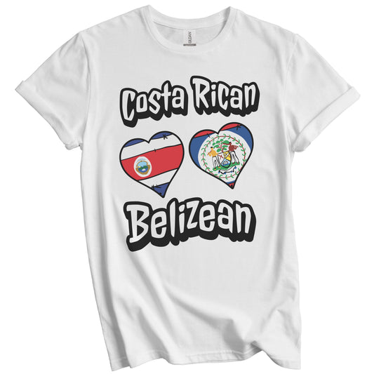 Costa Rican Belizean Flag Heart Combo Costa Rica Belize T-Shirt