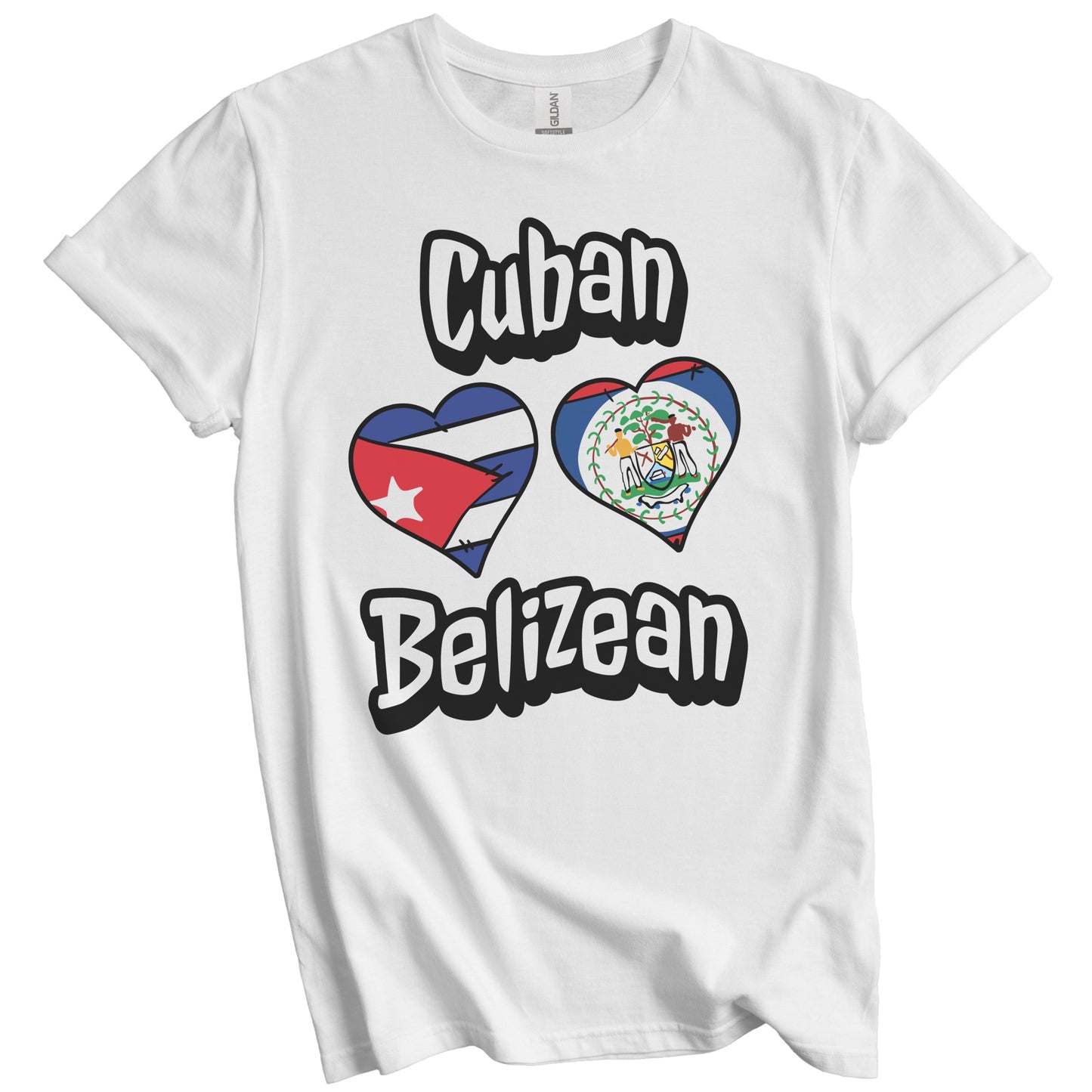 Cuban Belizean Flag Heart Combo Cuba Belize T-Shirt