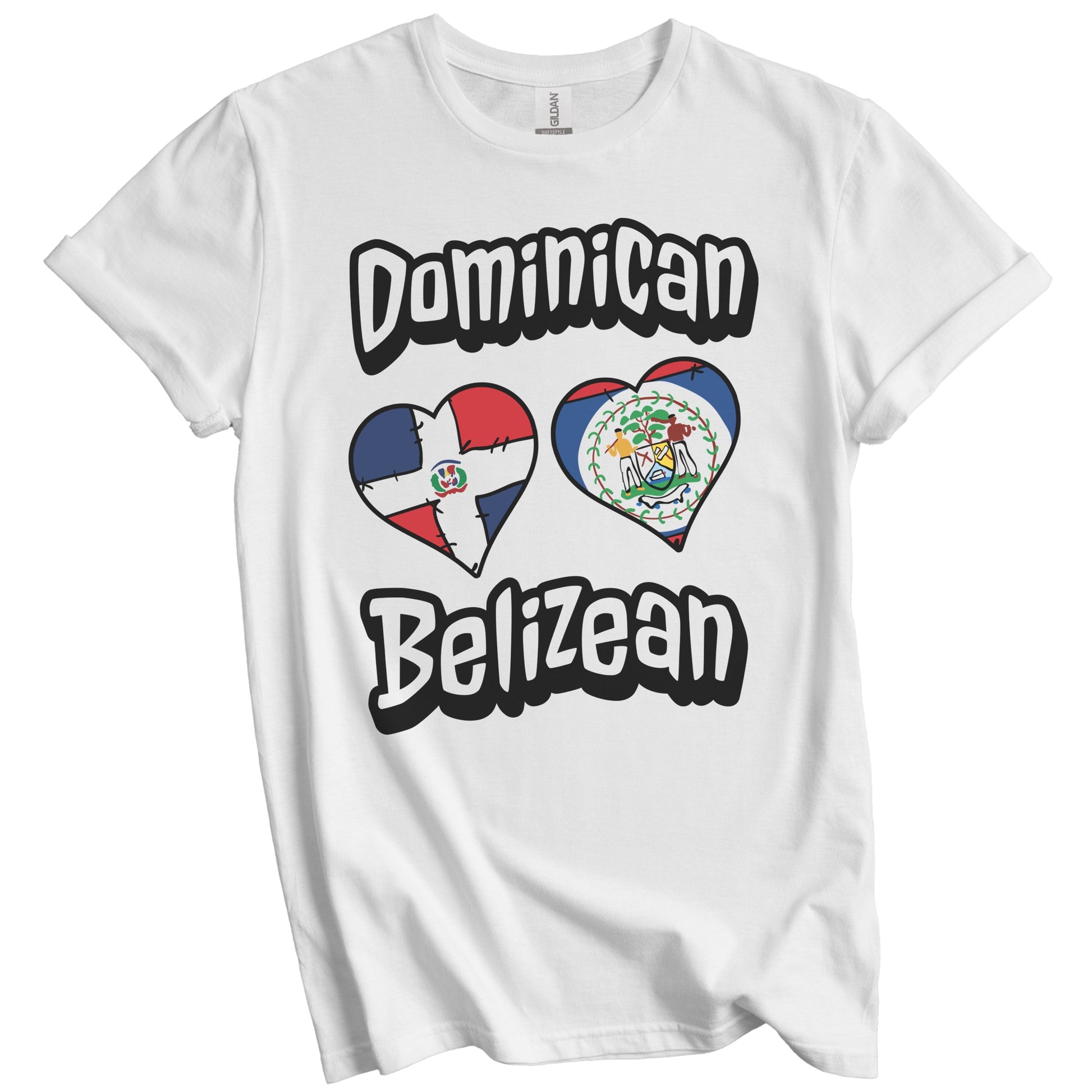 Dominican Belizean Flag Hearts Dominican Republic Belize T-Shirt