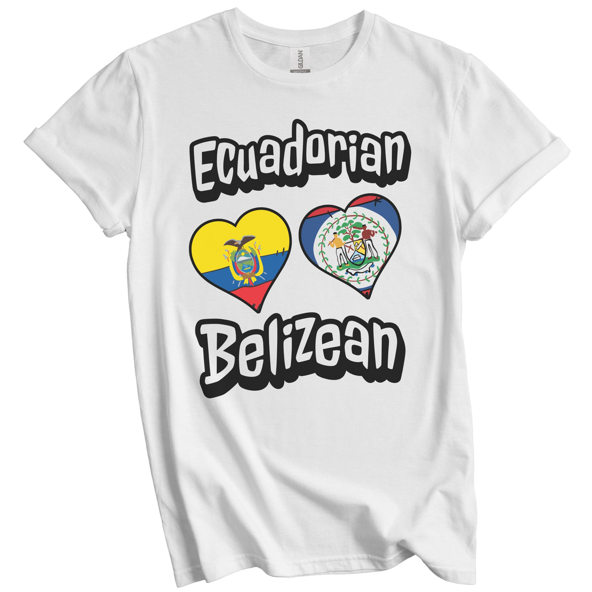 Ecuadorian Belizean Flag Heart Combo Ecuador Belize T-Shirt