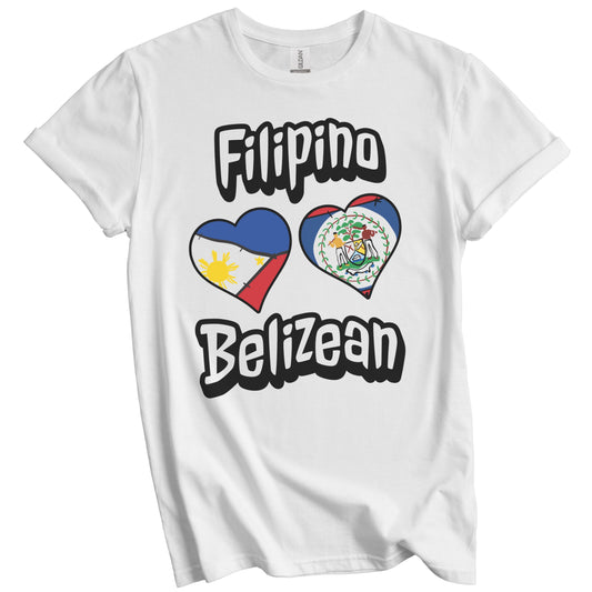 Filipino Belizean Flag Heart Combo Philippines Belize T-Shirt