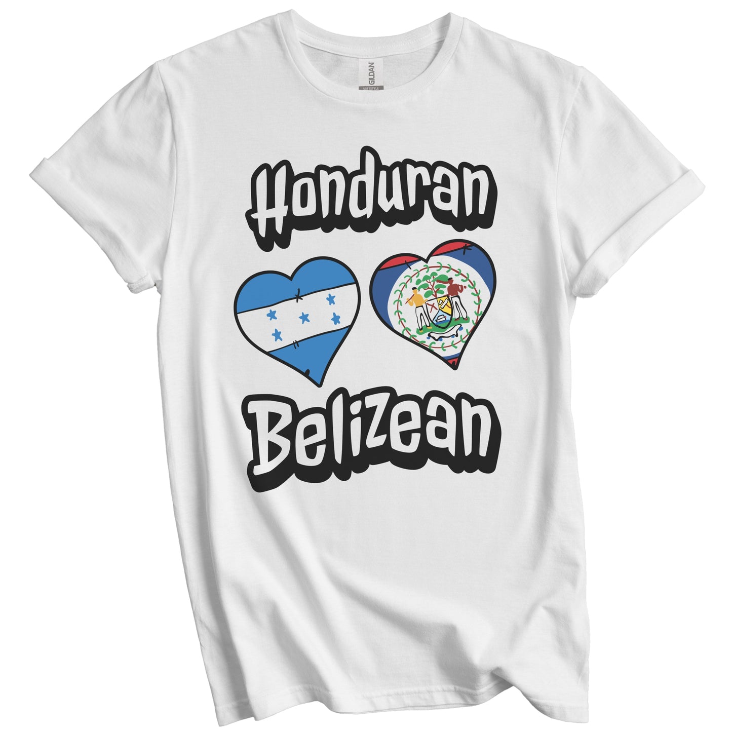 Honduran Belizean Flag Heart Combo Honduras Belize T-Shirt