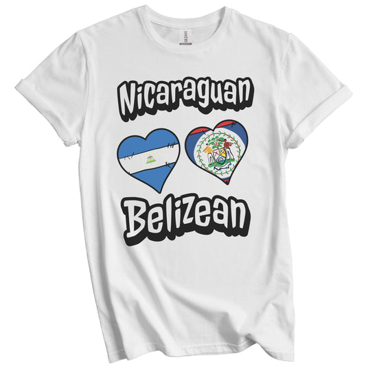 Nicaraguan Belizean Flag Heart Combo Nicaragua Belize T-Shirt