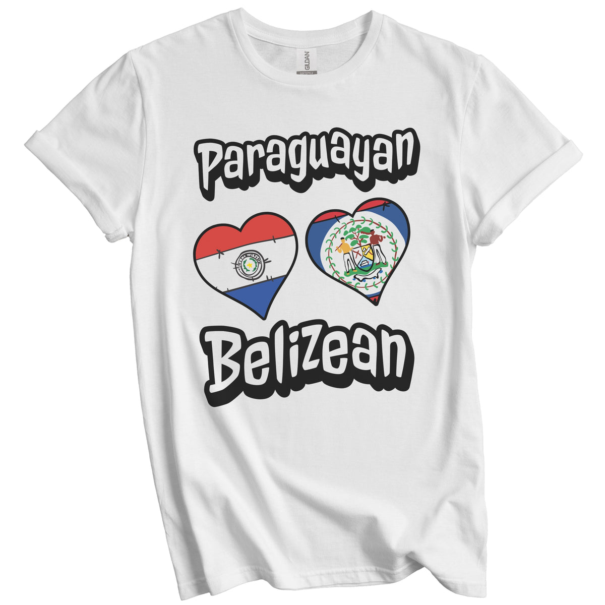 Paraguayan Belizean Flag Heart Combo Paraguay Belize T-Shirt