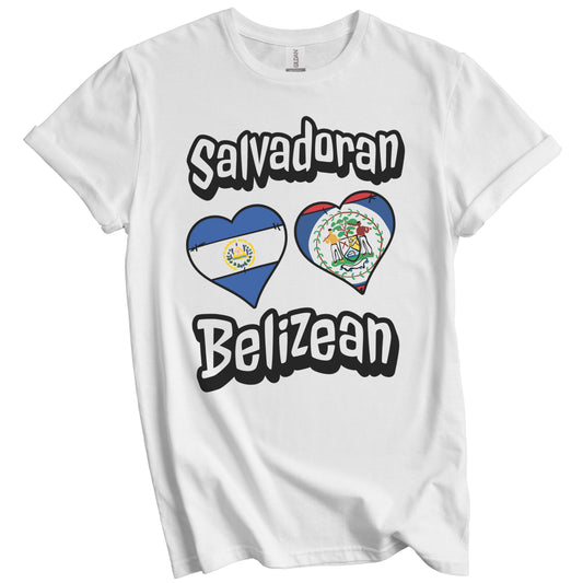 Salvadoran Belizean Flag Heart Combo El Salvador Belize T-Shirt