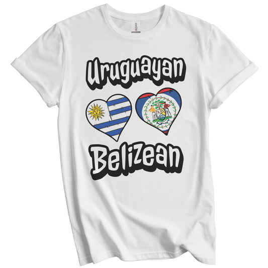 Uruguayan Belizean Flag Heart Combo Uruguay Belize T-Shirt