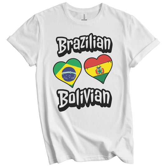 Brazilian Bolivian Flag Heart Combo Brazil Bolivia T-Shirt