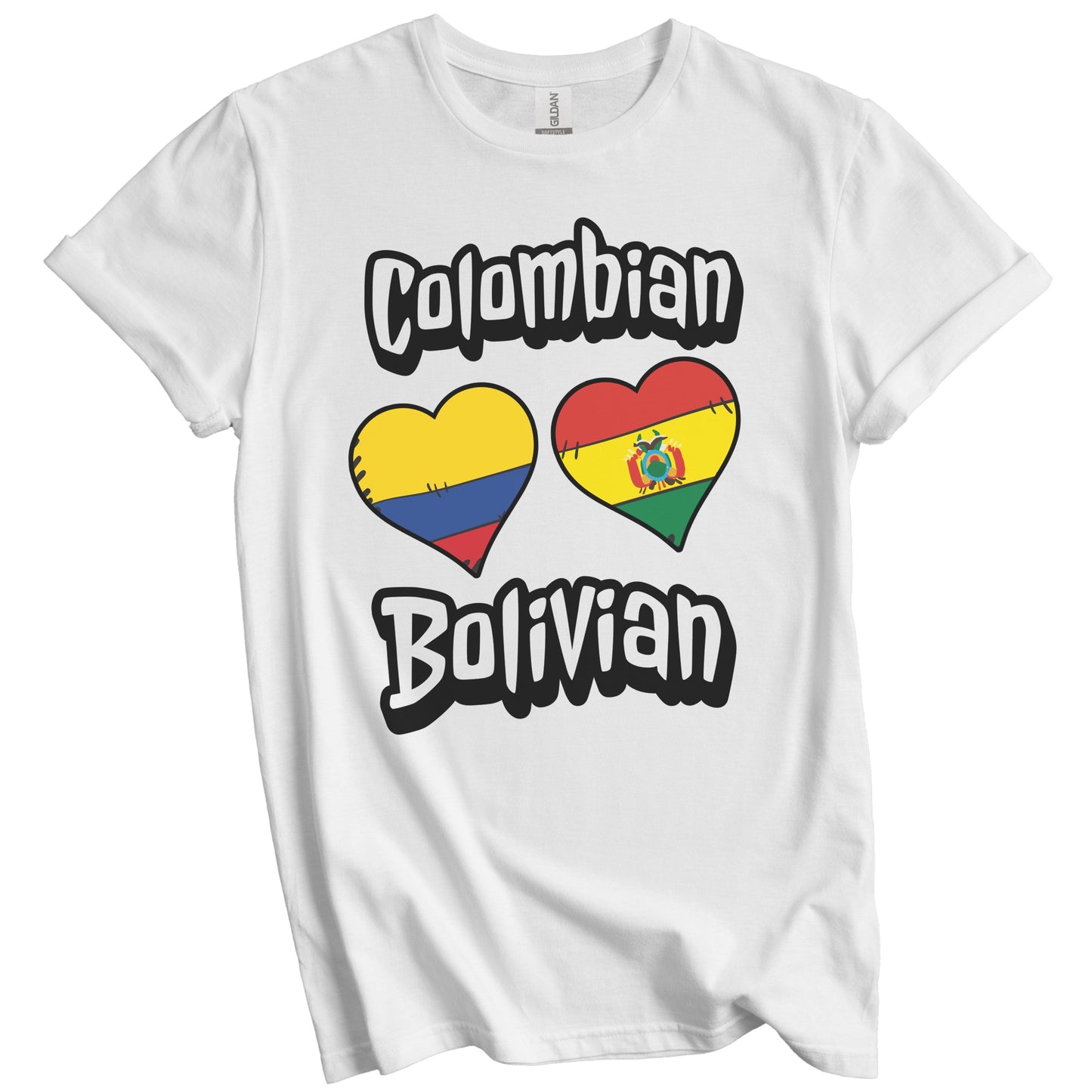 Colombian Bolivian Flag Heart Combo Colombia Bolivia T-Shirt