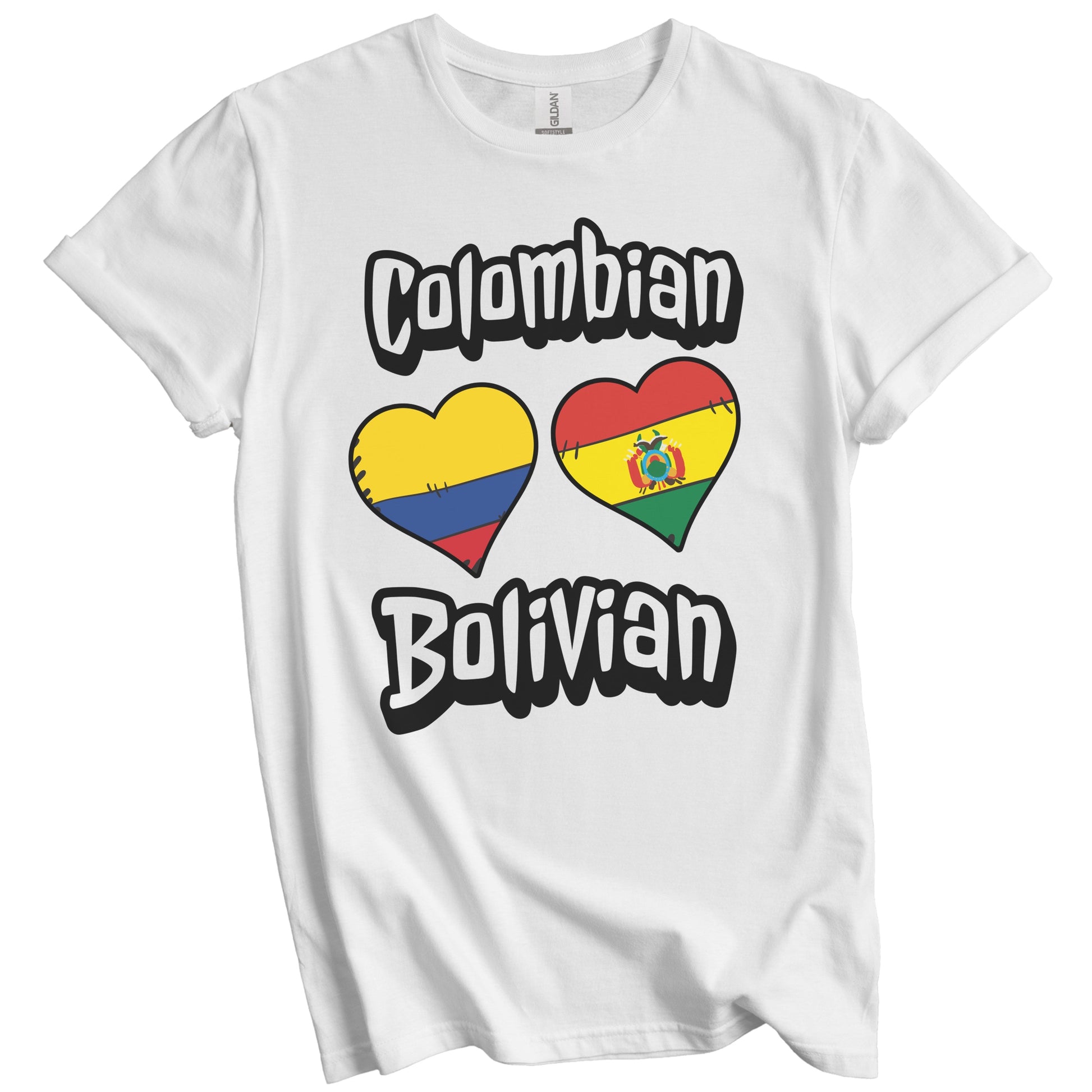 Colombian Bolivian Flag Heart Combo Colombia Bolivia T-Shirt