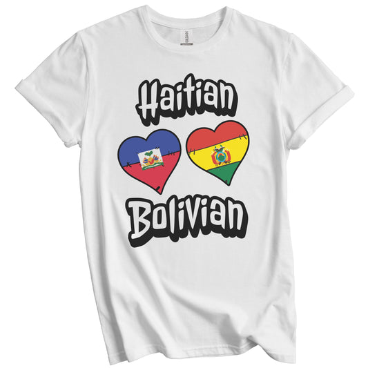 Haitian Bolivian Flag Heart Combo Haiti Bolivia T-Shirt
