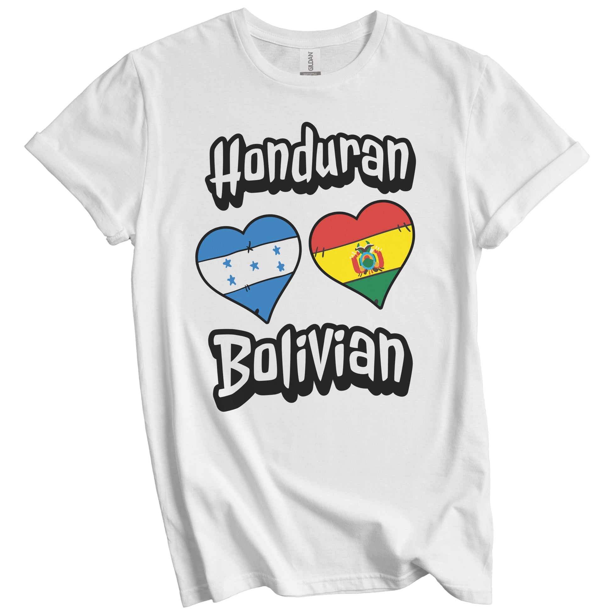 Honduran Bolivian Flag Heart Combo Honduras Bolivia T-Shirt