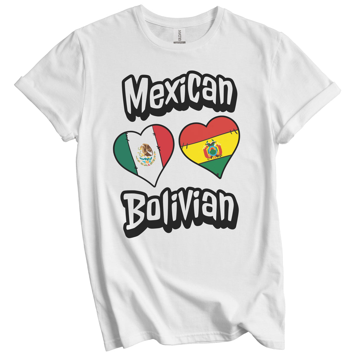 Mexican Bolivian Flag Heart Combo Mexico Bolivia T-Shirt