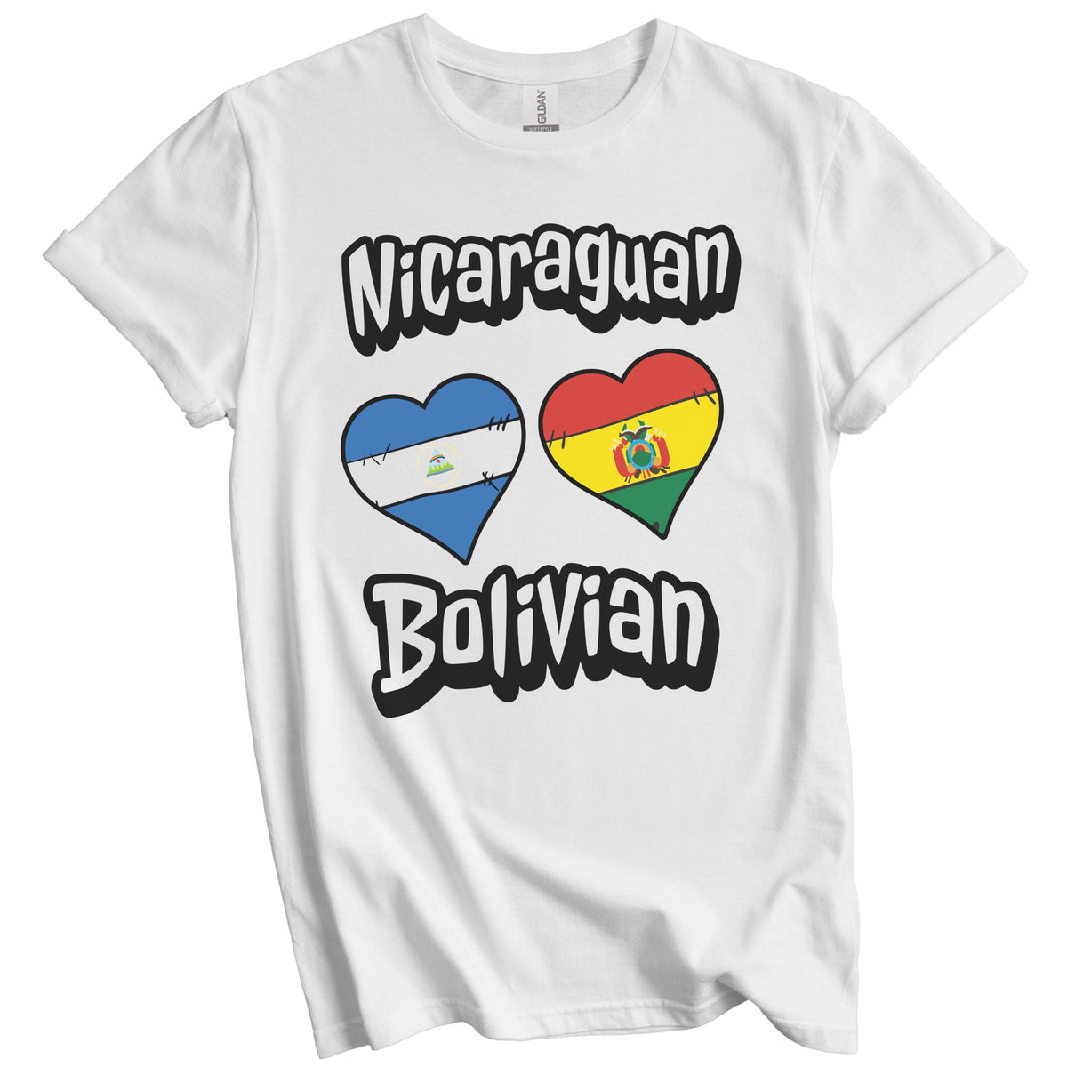 Nicaraguan Bolivian Flag Heart Combo Nicaragua Bolivia T-Shirt