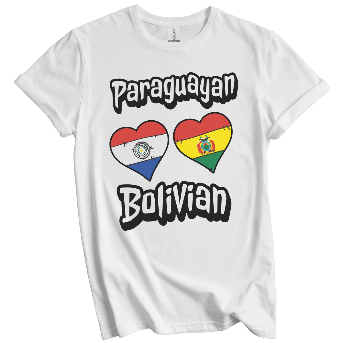 Paraguayan Bolivian Flag Heart Combo Paraguay Bolivia T-Shirt