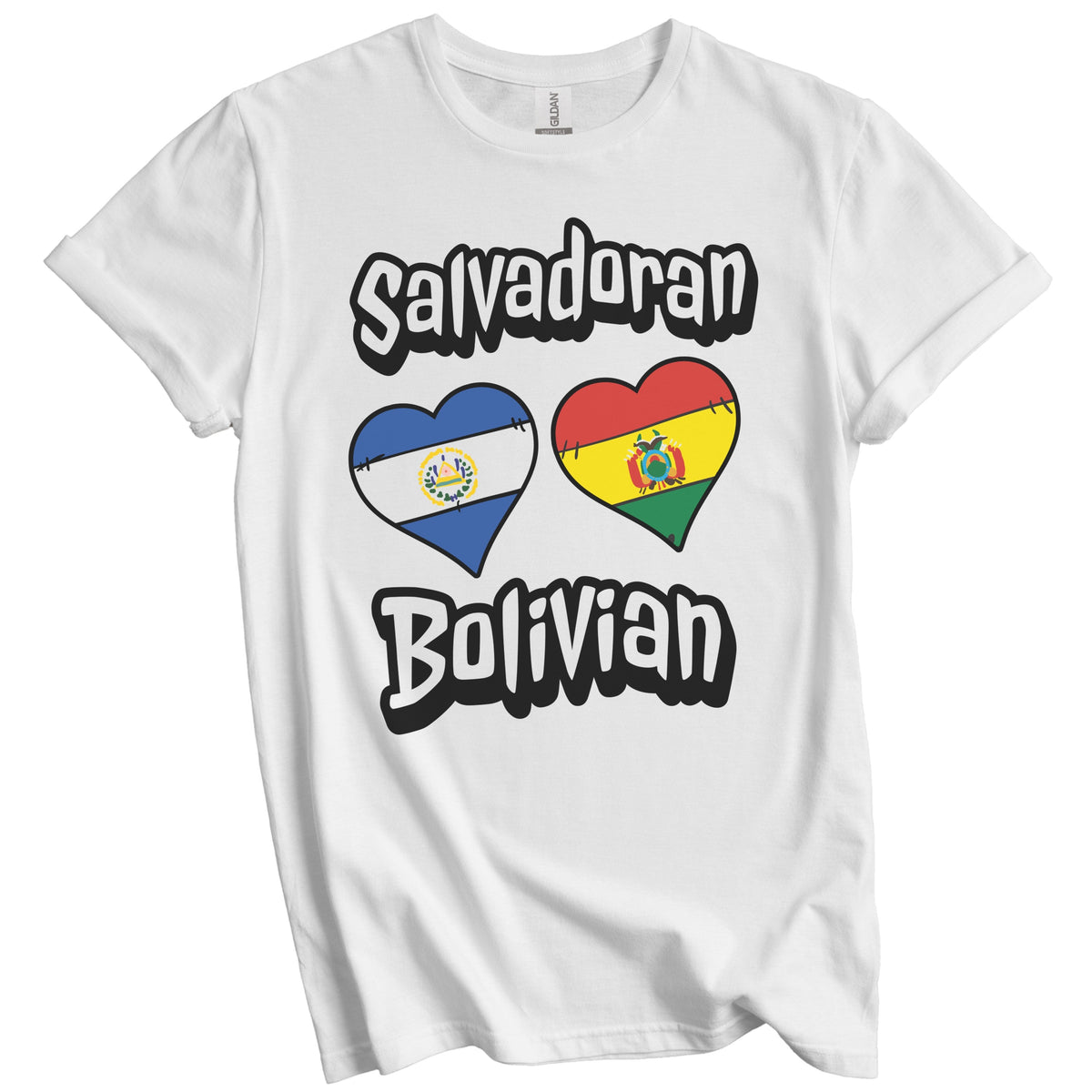 Salvadoran Bolivian Flag Heart Combo El Salvador Bolivia T-Shirt