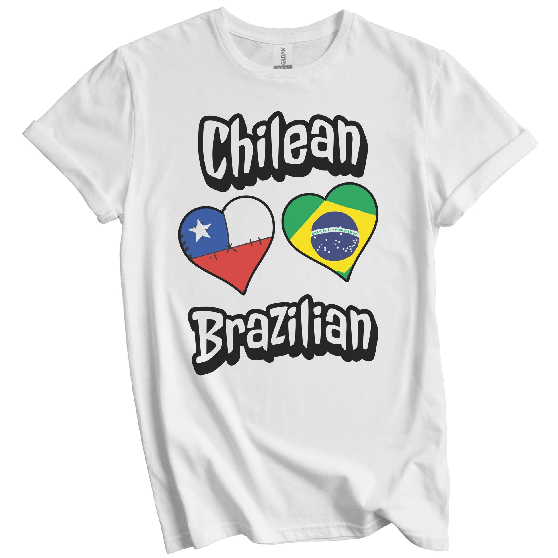 Chilean Brazilian Flag Heart Combo Chile Brazil T-Shirt