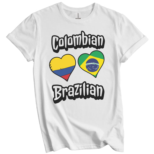 Colombian Brazilian Flag Heart Combo Colombia Brazil T-Shirt