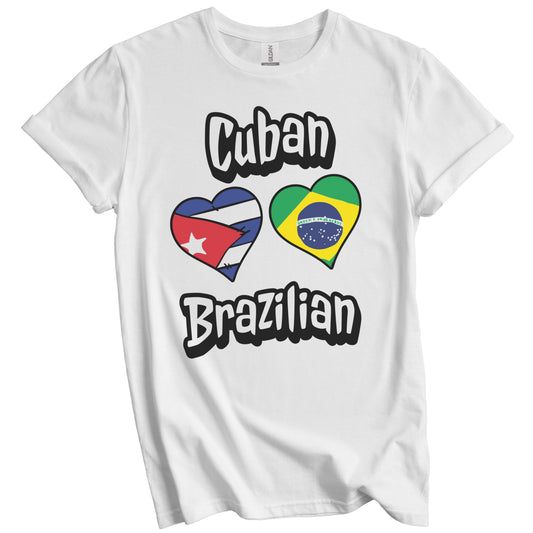 Cuban Brazilian Flag Heart Combo Cuba Brazil T-Shirt