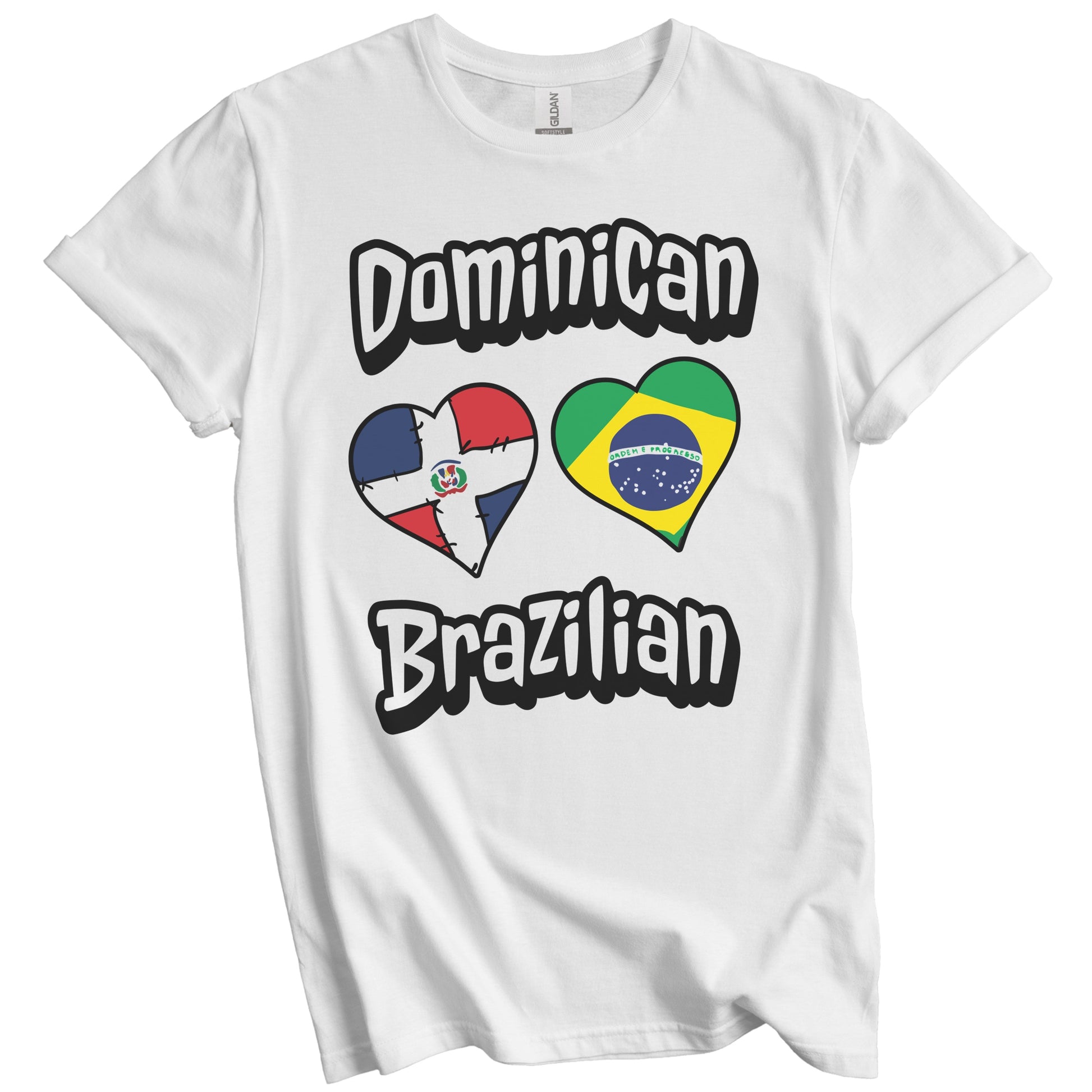 Dominican Brazilian Flag Hearts Dominican Republic Brazil T-Shirt