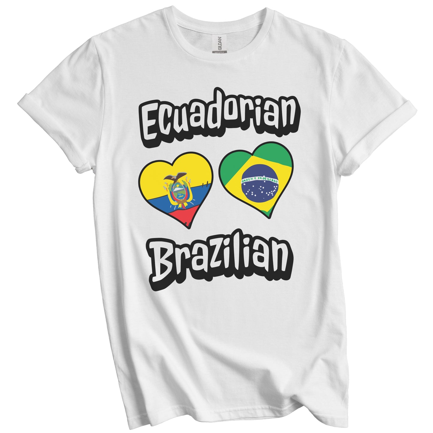 Ecuadorian Brazilian Flag Heart Combo Ecuador Brazil T-Shirt